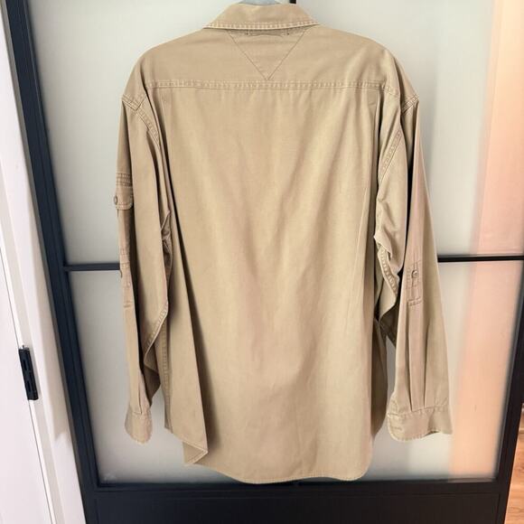 RARE Tommy Hilfiger Outdoor Shirt Mens Size XL Safari Khaki Button Up Utility - Picture 4 of 12